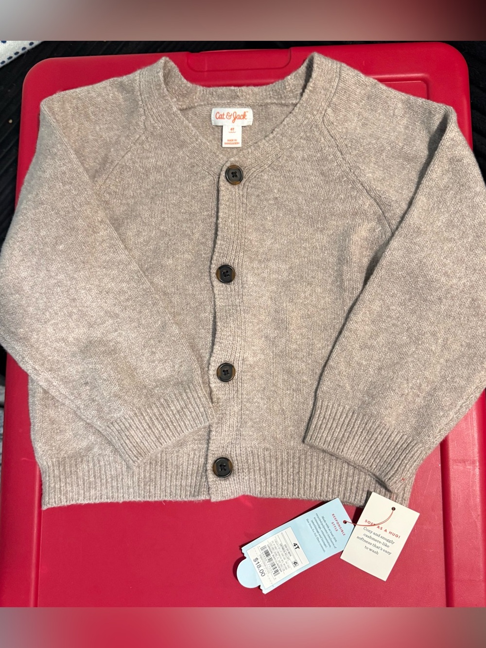 Cat & Jack Light Gray Knit Button Cardigan